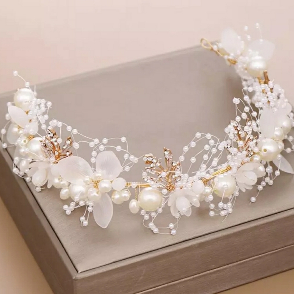 Wedding Floral and Pearl Wreath